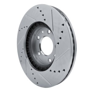 Mazda CX-7 Brake Rotor (1) - Front Left - R1 Concepts - Drilled & Slotted - Silver - `07-`12